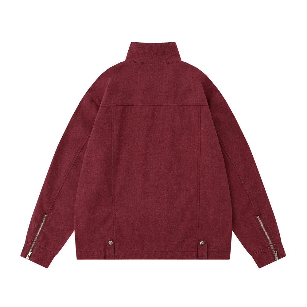 Stand Collar Zipper Jacket Men's Loose Spring And Autumn Sleeve Zipper Workwear