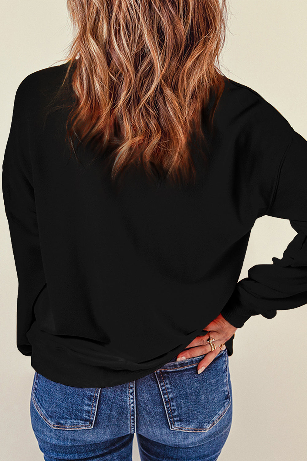 Beige Eater Egg Sequin Patched Crew Neck Sweatshirt