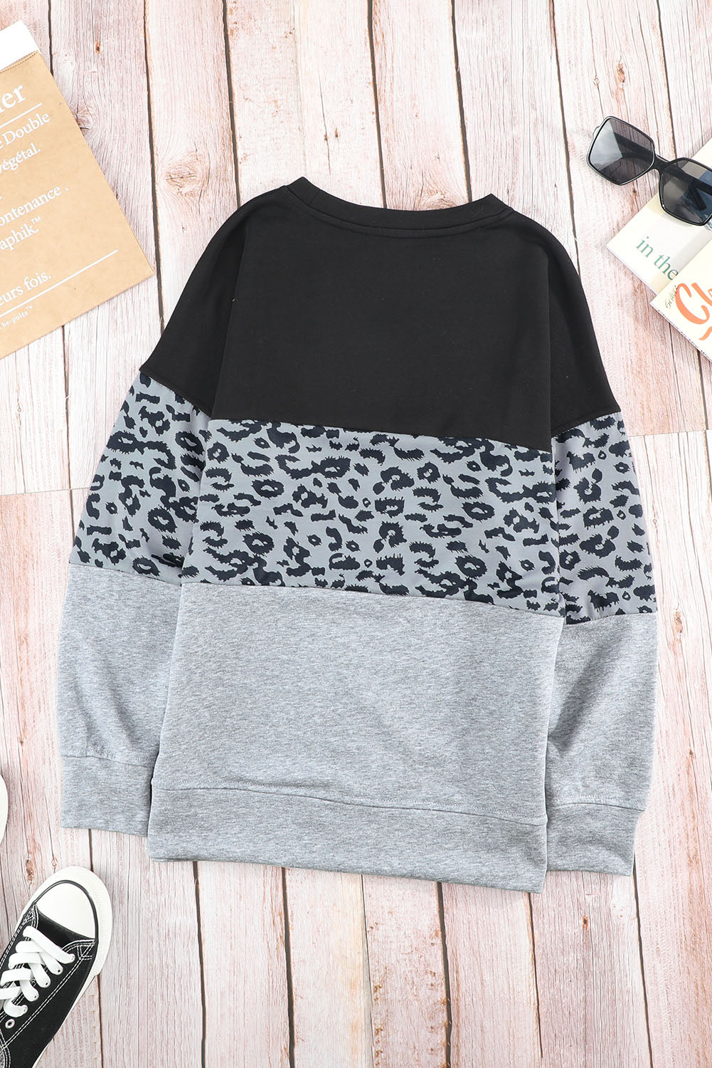 Colorblock Orange Contrast Stitching Sweatshirt with Slits