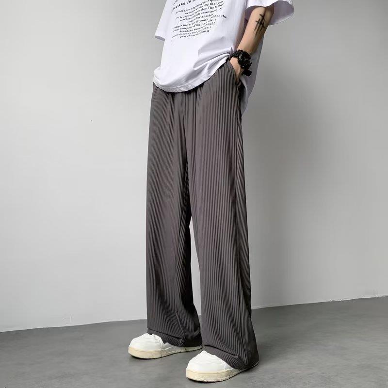 Men's Summer Pleated Texture Ice Silk Wide-leg Pants