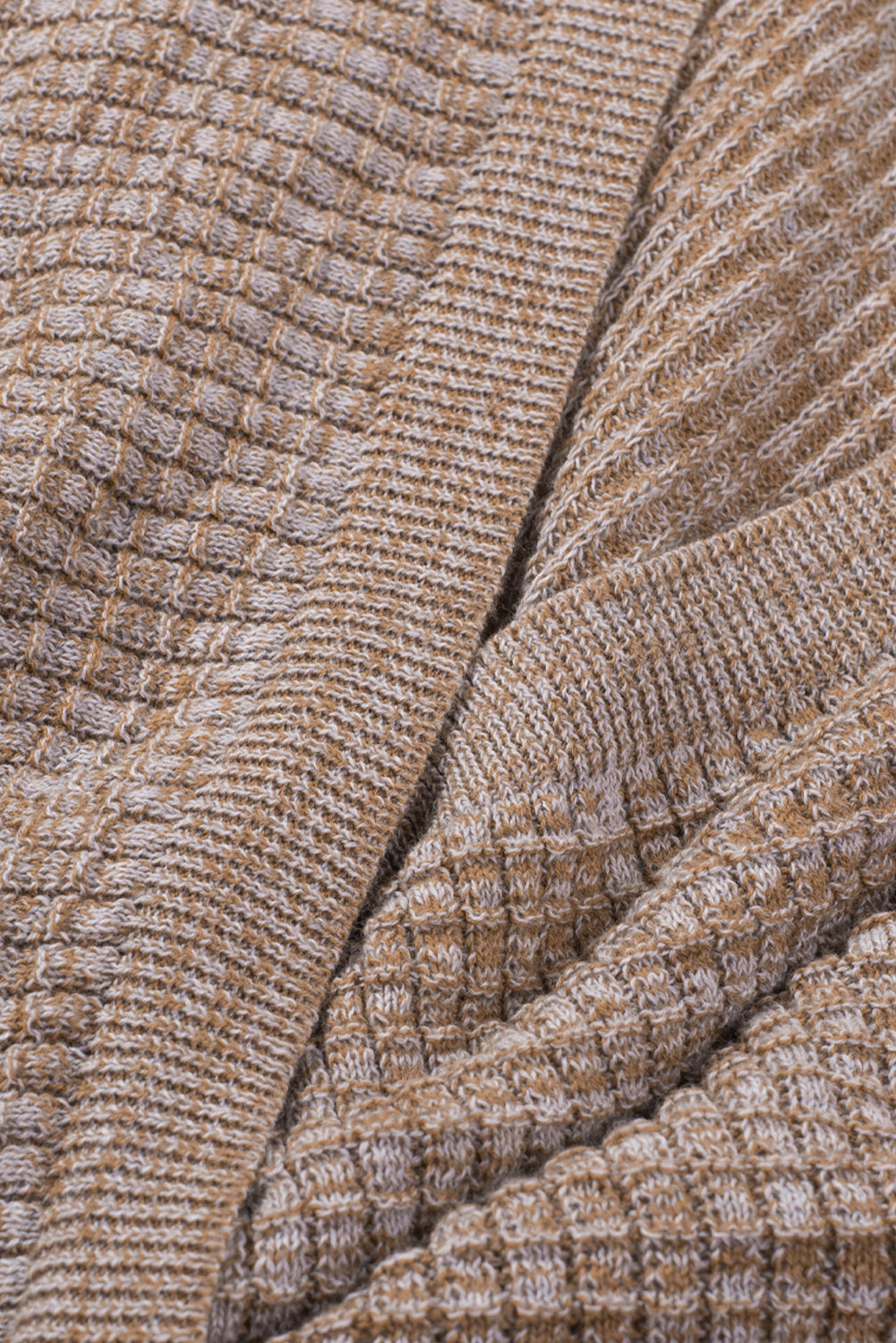 Gray Black/Pink/Gray/Khaki/Apricot Wrap V Neck Waffle Sweater