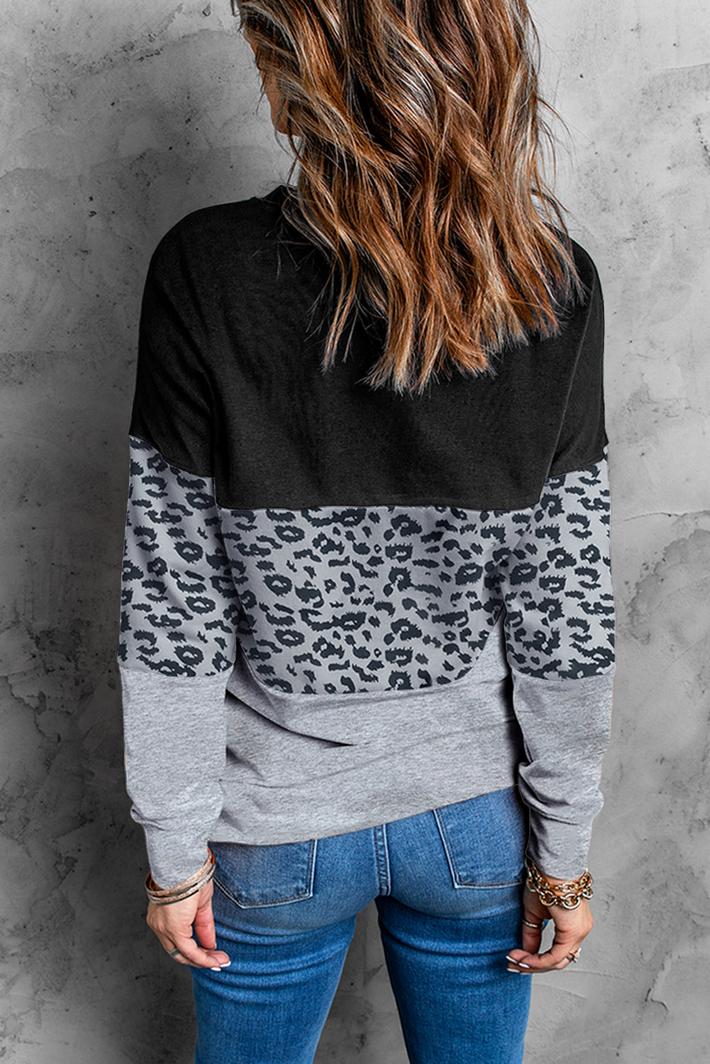 Colorblock Orange Contrast Stitching Sweatshirt with Slits