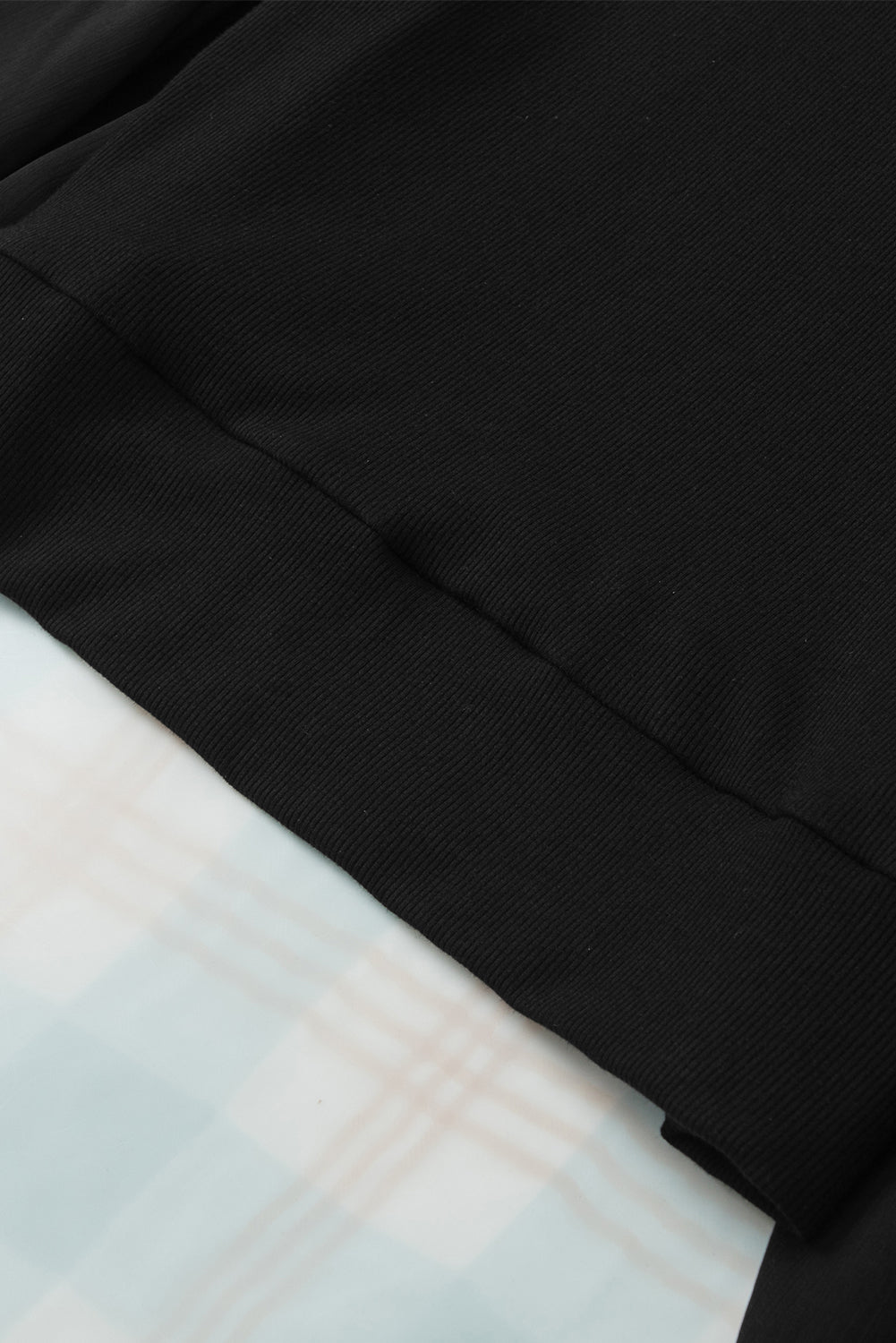 Black Billowy Mesh Puff Sleeve Ribbed Top