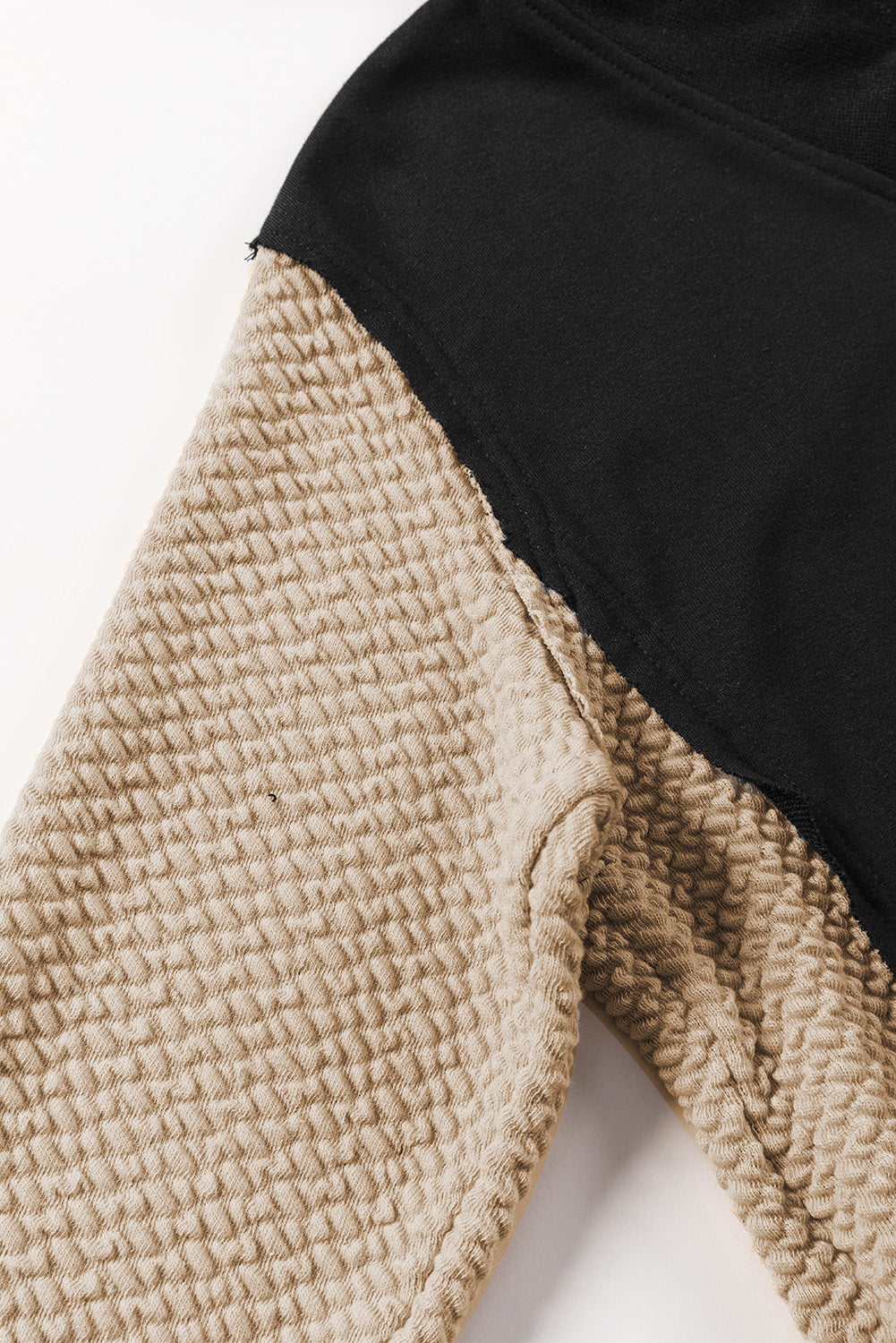 Parchment Contrast Sleeves Patchwork Colorblock Hoodie