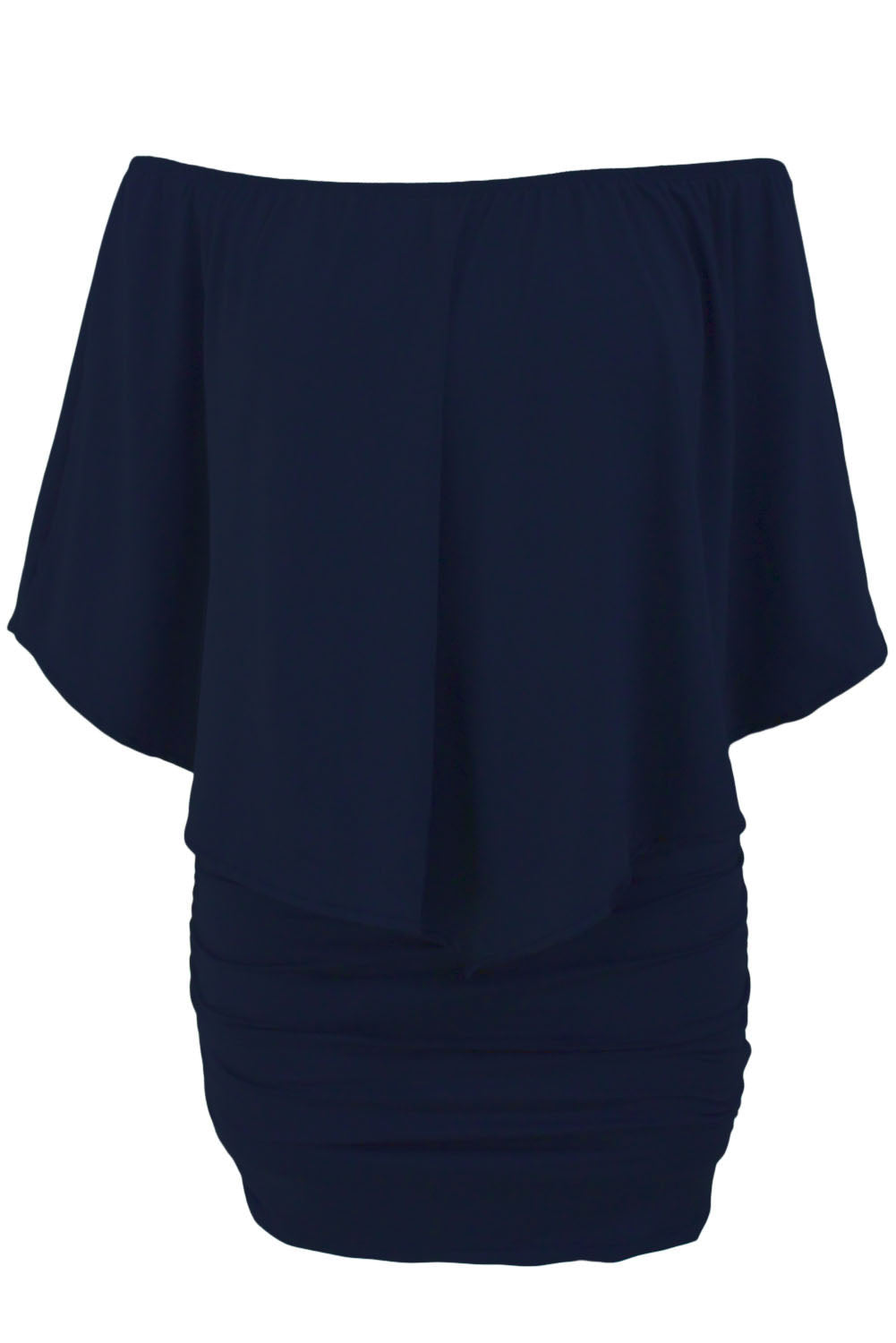 Plus Size Multiple Dressing Layered Dark Blue Mini Poncho Dress