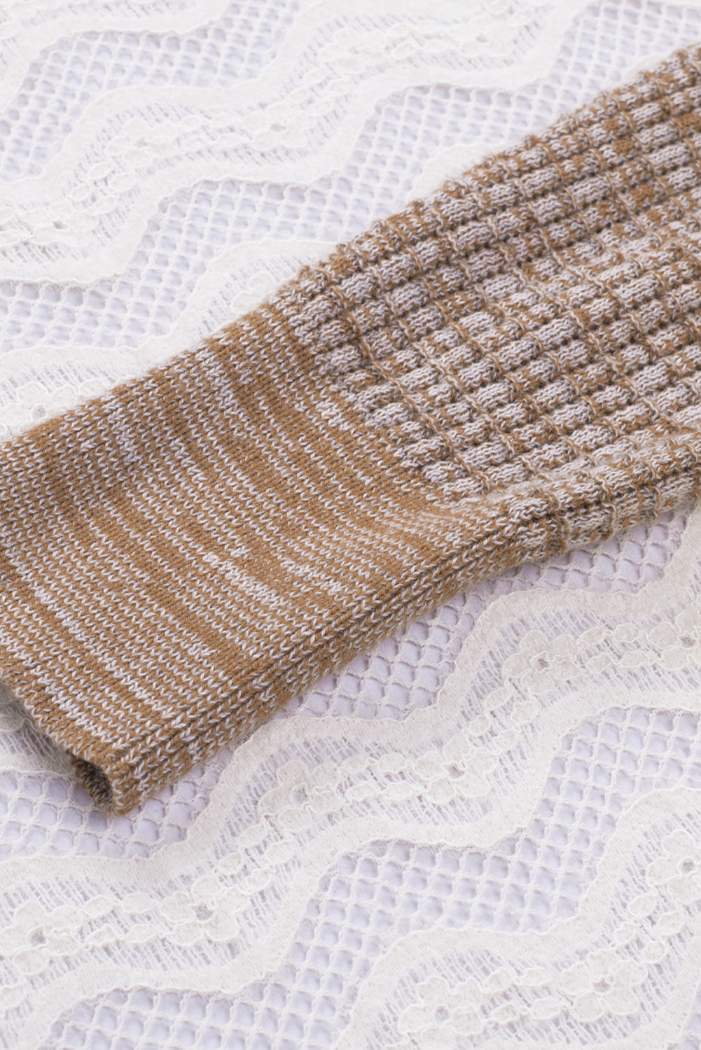 Gray Black/Pink/Gray/Khaki/Apricot Wrap V Neck Waffle Sweater