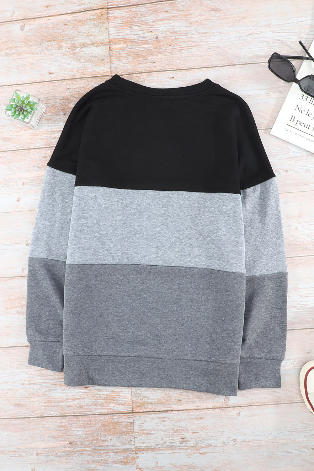 Colorblock Orange Contrast Stitching Sweatshirt with Slits