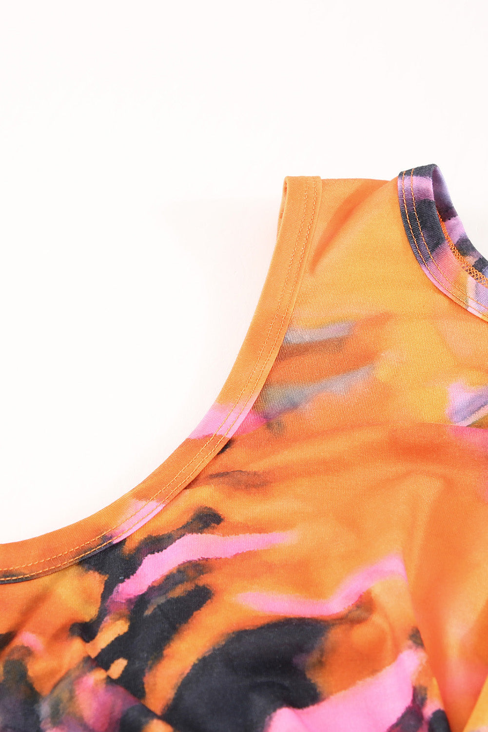 Multicolor Tie-dye Print Hollow Out Twist Bodycon Mini Dress