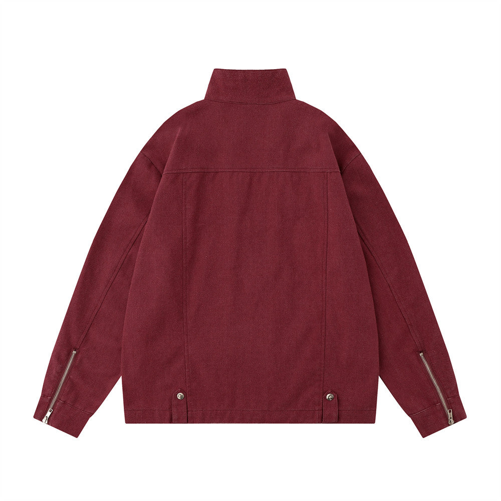 Stand Collar Zipper Jacket Men's Loose Spring And Autumn Sleeve Zipper Workwear
