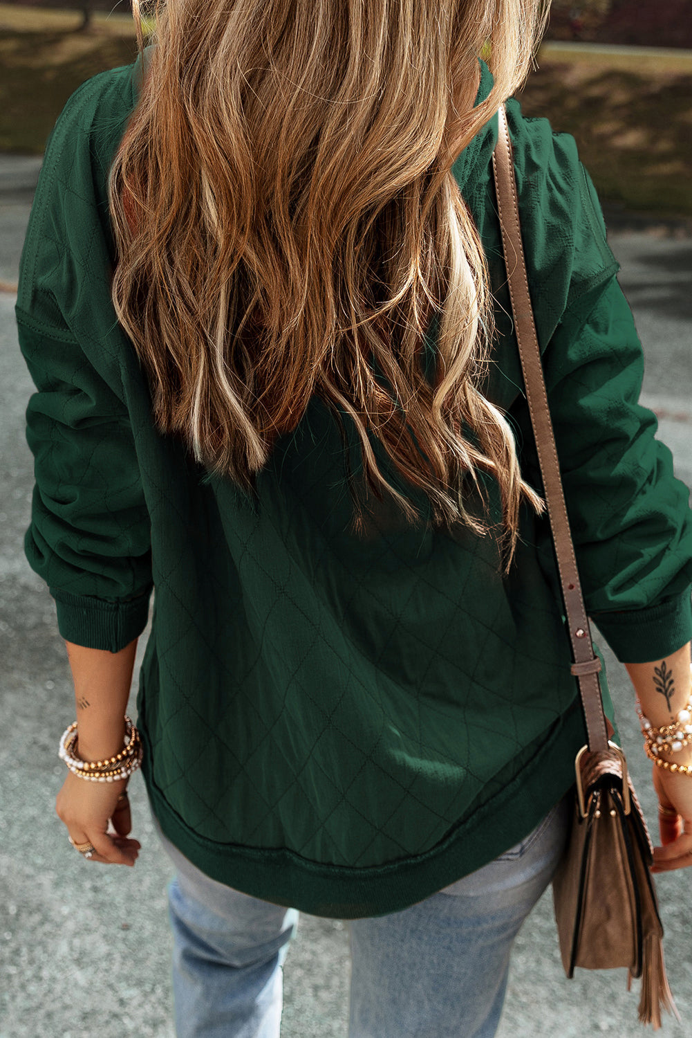 Parchment Quilted Patchwork Exposed Seam Hoodie