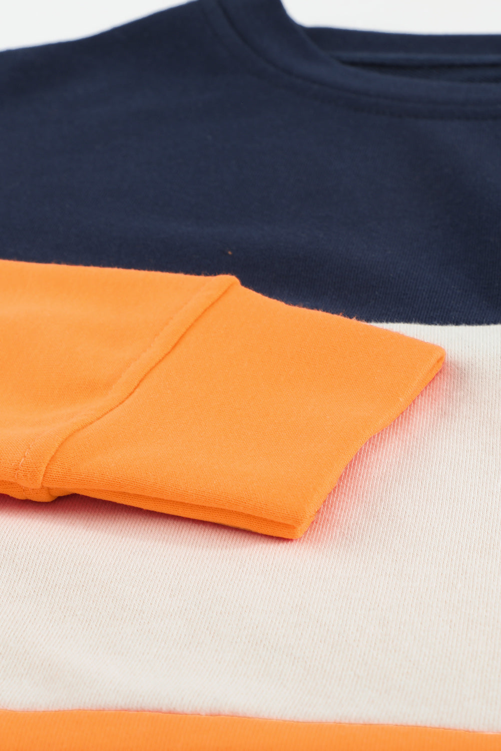 Colorblock Orange Contrast Stitching Sweatshirt with Slits