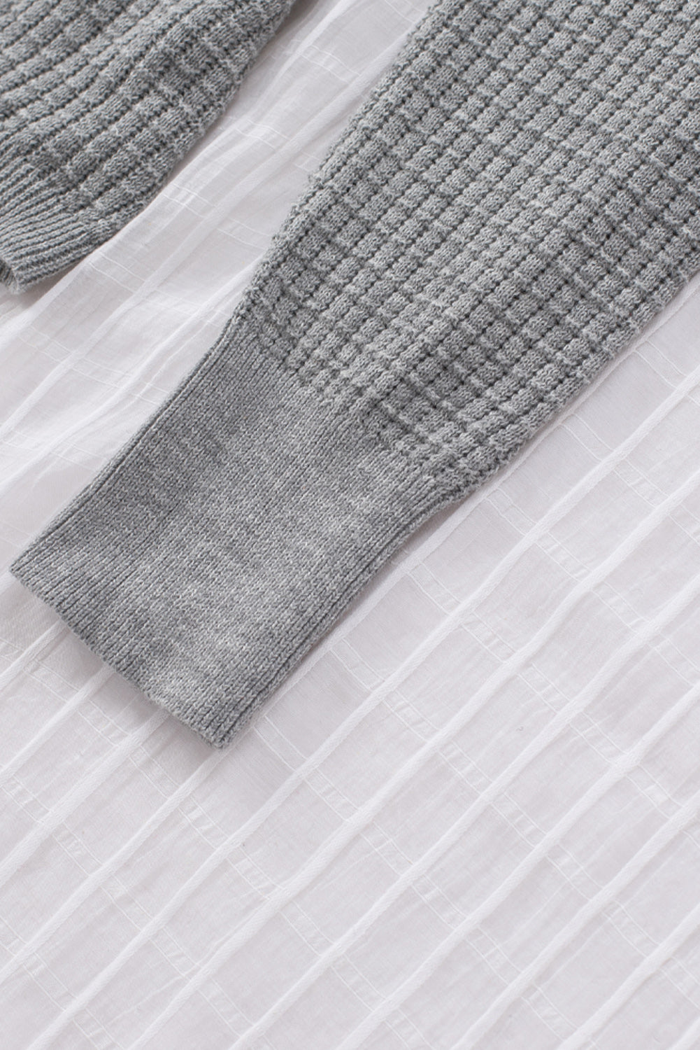 Gray Black/Pink/Gray/Khaki/Apricot Wrap V Neck Waffle Sweater