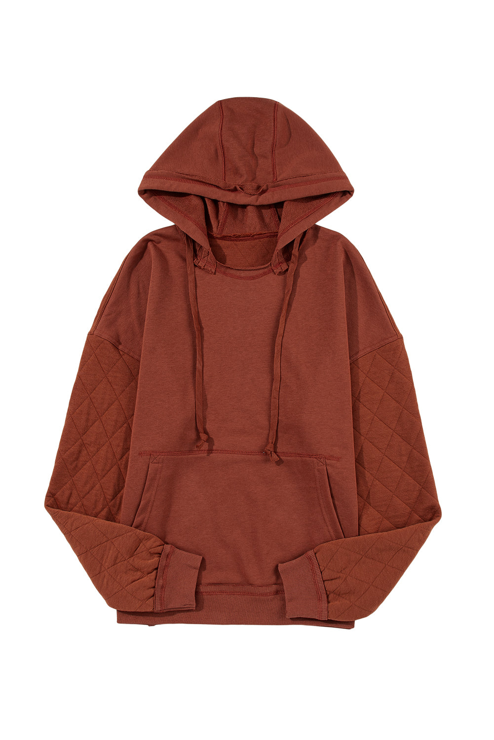 Parchment Quilted Patchwork Exposed Seam Hoodie
