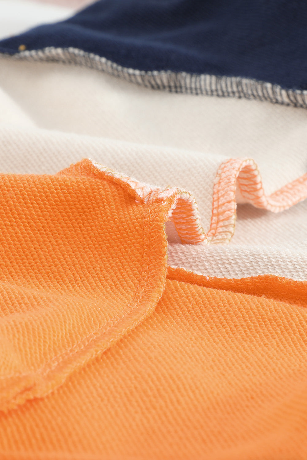 Colorblock Orange Contrast Stitching Sweatshirt with Slits