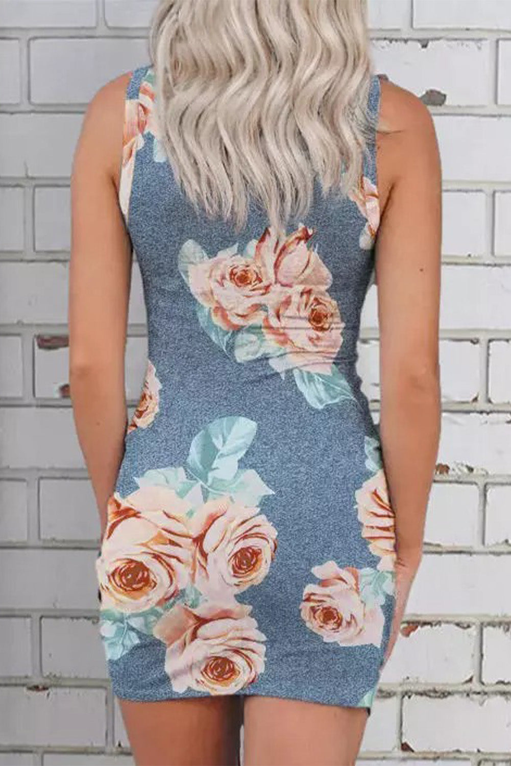 Multicolor Tie-dye Print Hollow Out Twist Bodycon Mini Dress