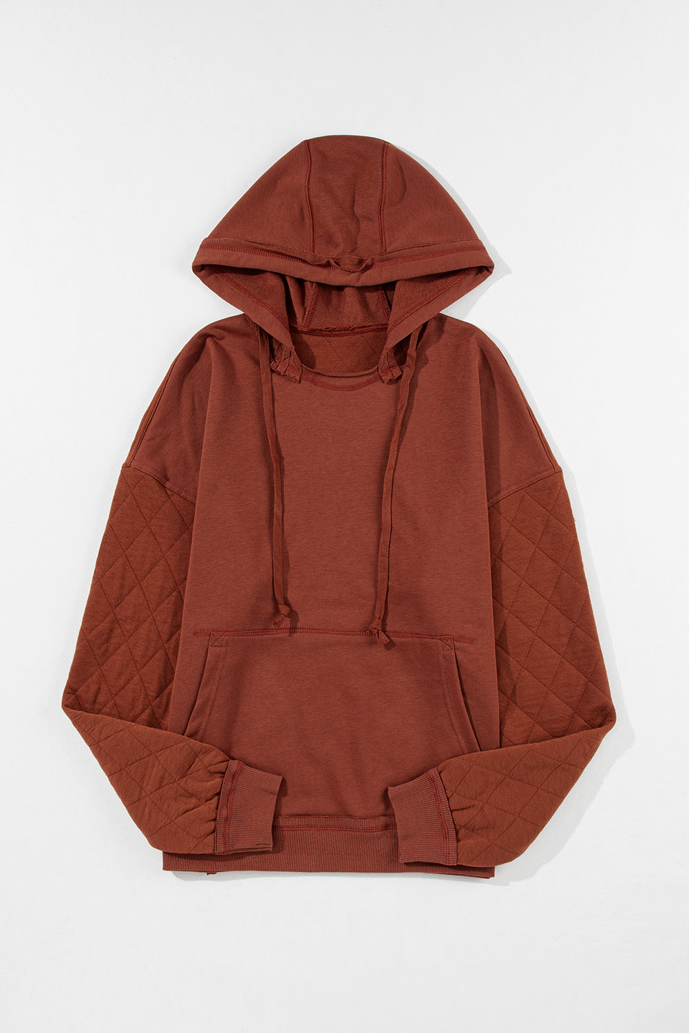 Parchment Quilted Patchwork Exposed Seam Hoodie