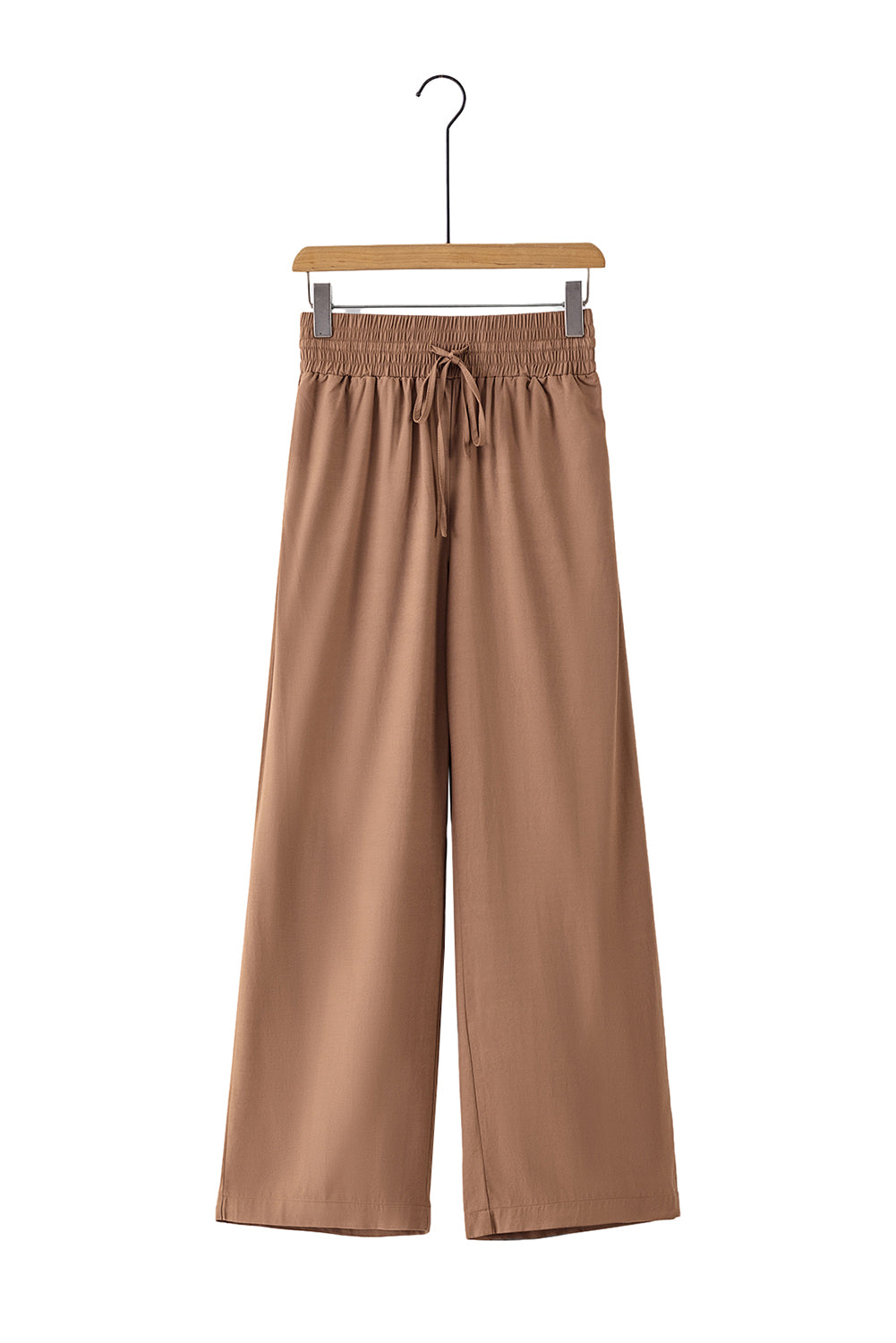 Blue Drawstring Elastic Waist Casual Wide Leg Pants
