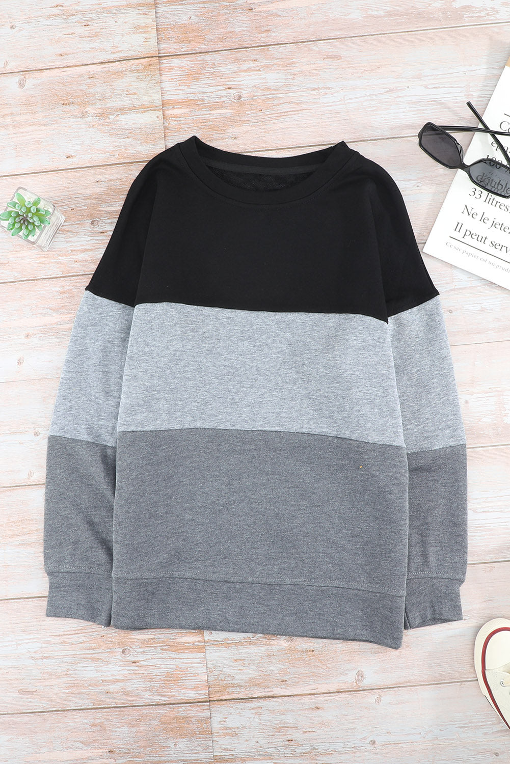 Colorblock Orange Contrast Stitching Sweatshirt with Slits