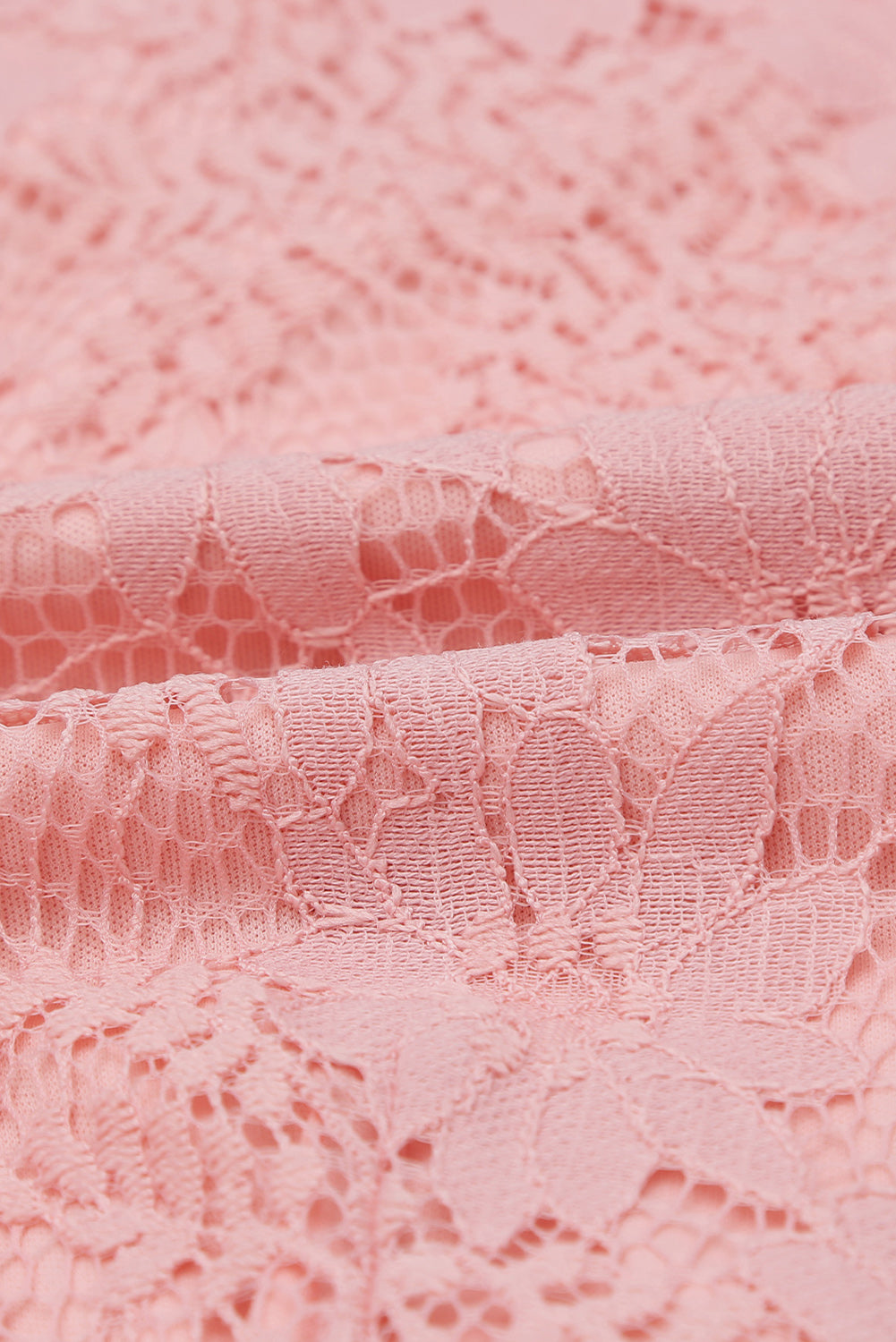 Pink Flutter Sleeve Wrap V Neck Floral Lace Short Dress