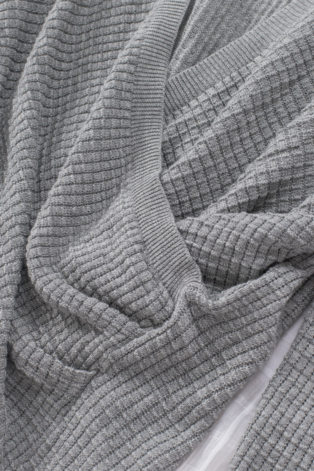 Gray Black/Pink/Gray/Khaki/Apricot Wrap V Neck Waffle Sweater