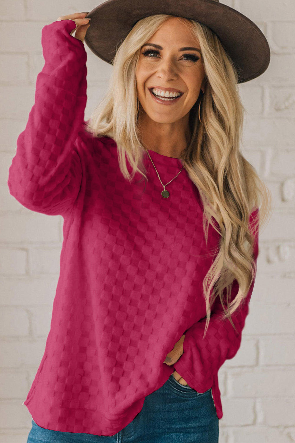 Black Solid Textured Thumbhole Sleeve Top