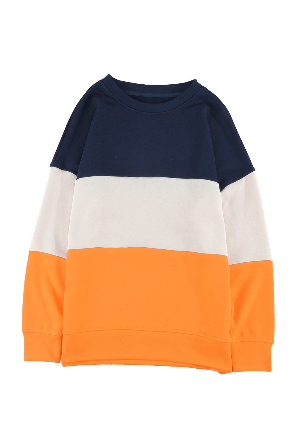 Colorblock Orange Contrast Stitching Sweatshirt with Slits