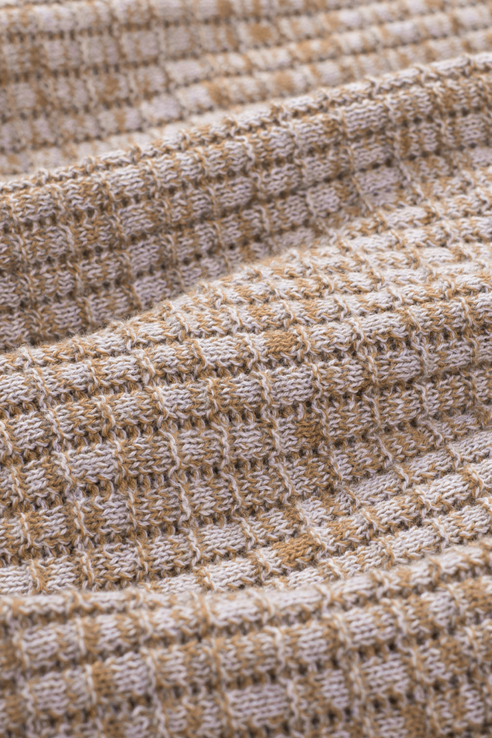 Gray Black/Pink/Gray/Khaki/Apricot Wrap V Neck Waffle Sweater