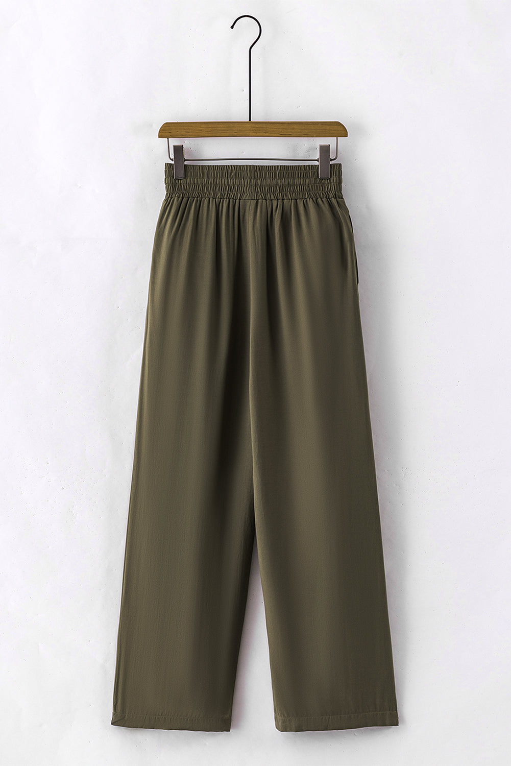 Blue Drawstring Elastic Waist Casual Wide Leg Pants
