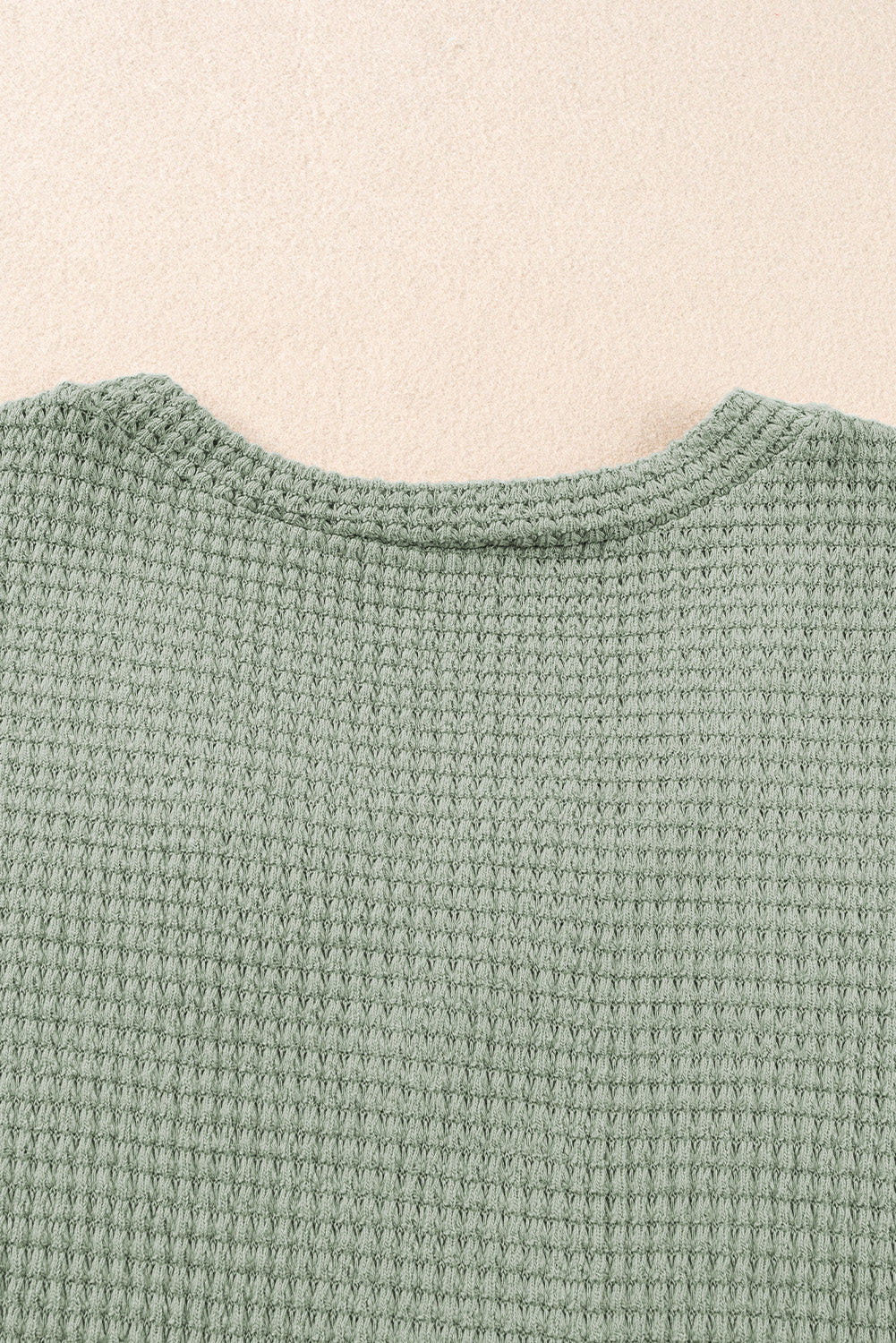 Camel V Neck Petal Sleeve Waffle Knit T-Shirt