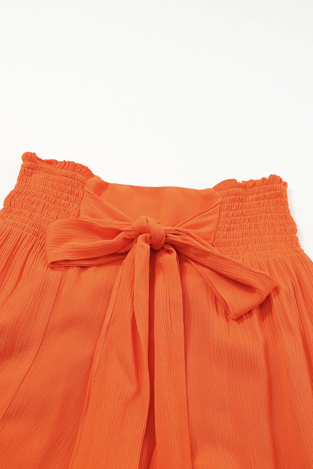 Orange Smocked Waist Tiered Wide Leg Pants