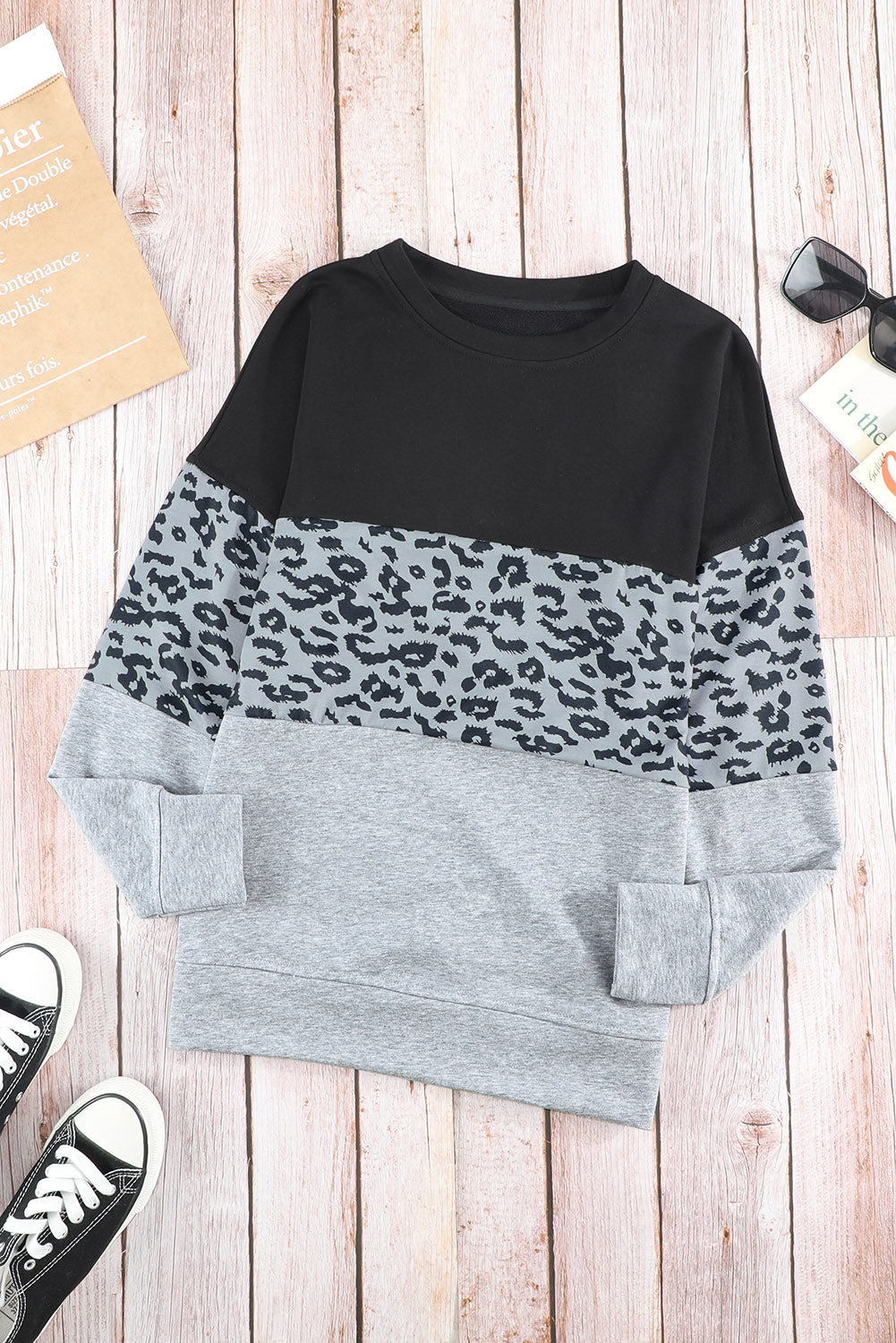 Colorblock Orange Contrast Stitching Sweatshirt with Slits