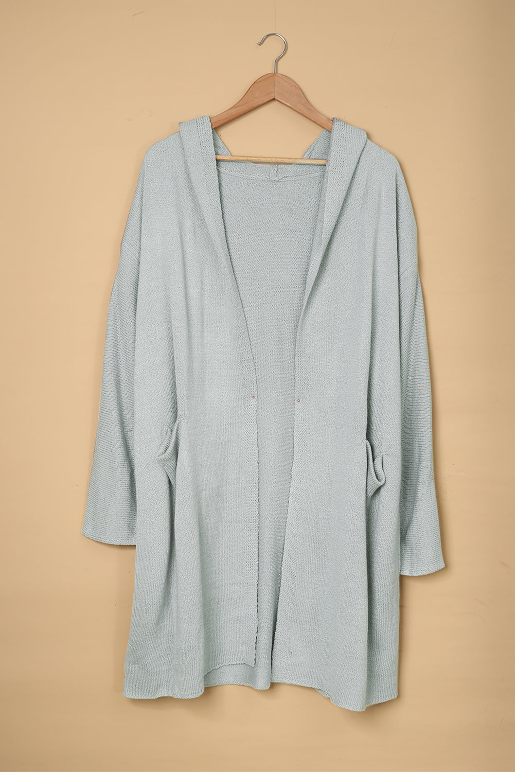 Brown Black/Gray/Brown Open Front Hooded Sweater Cardigan