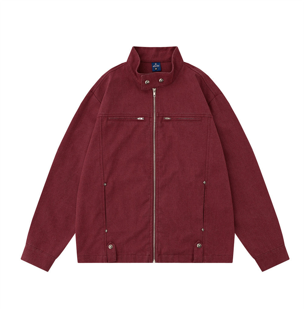 Stand Collar Zipper Jacket Men's Loose Spring And Autumn Sleeve Zipper Workwear