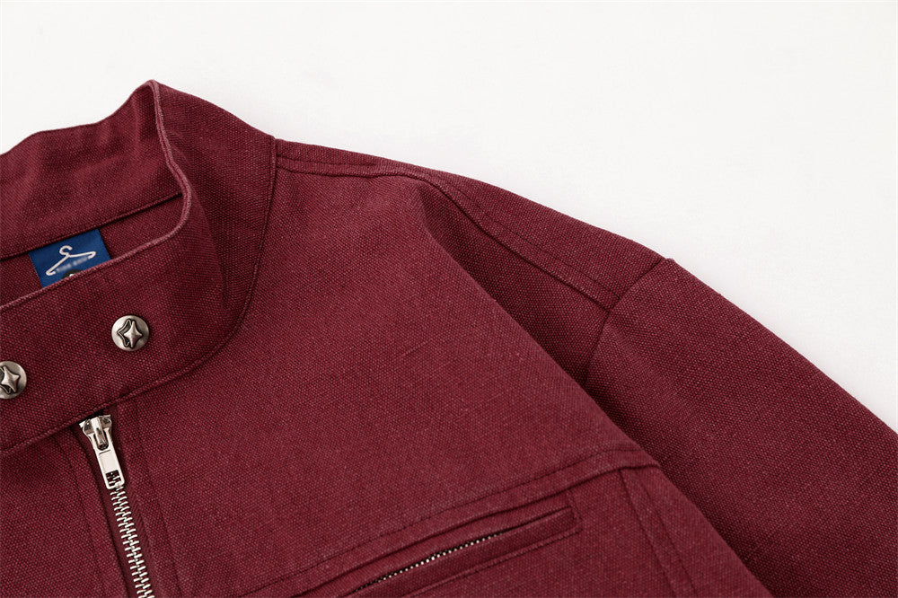 Stand Collar Zipper Jacket Men's Loose Spring And Autumn Sleeve Zipper Workwear
