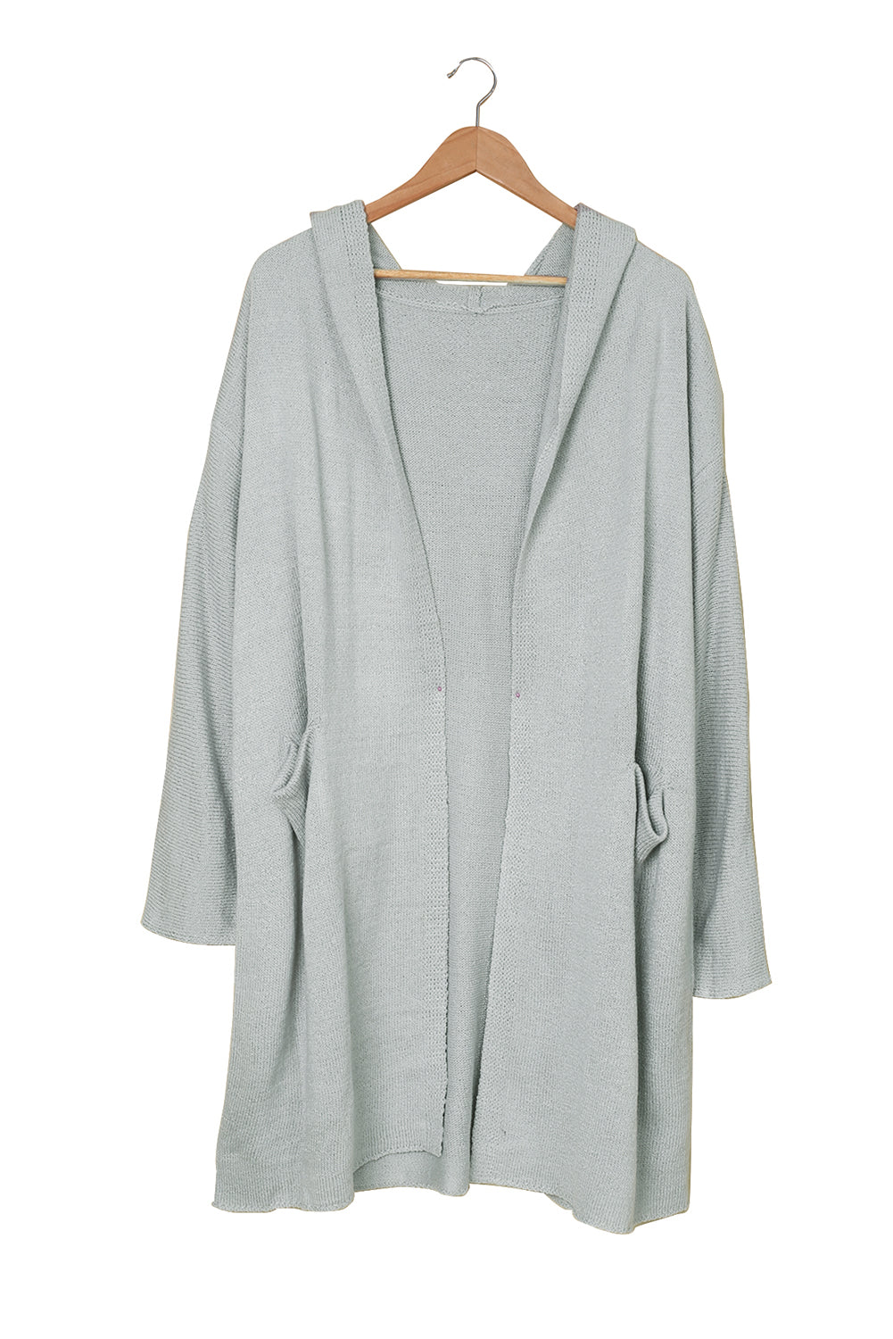 Brown Black/Gray/Brown Open Front Hooded Sweater Cardigan