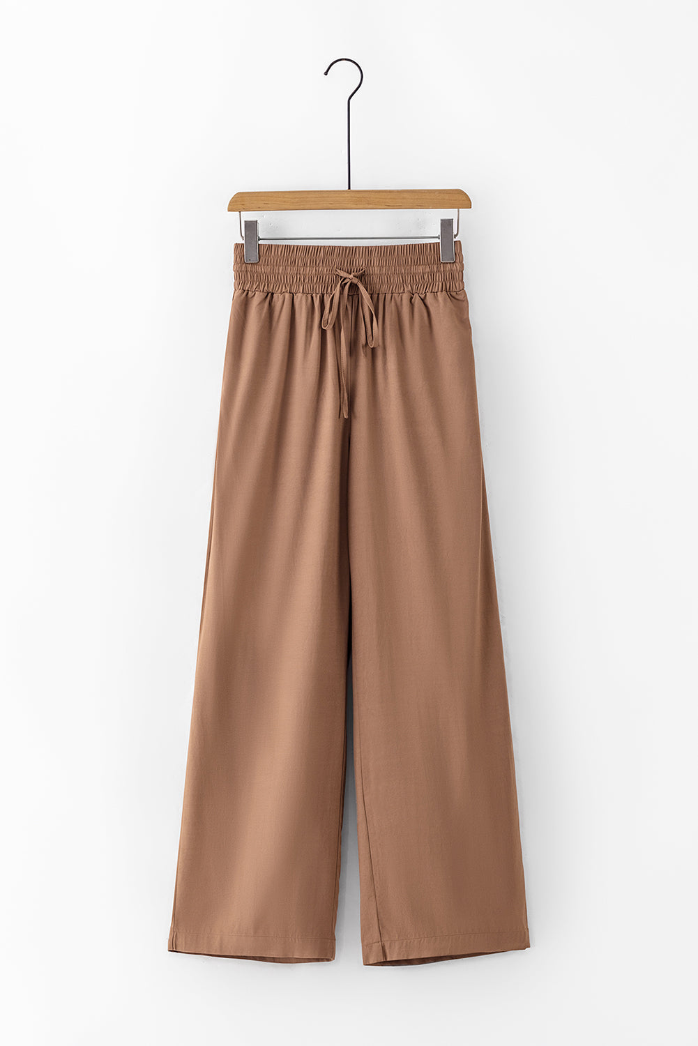 Blue Drawstring Elastic Waist Casual Wide Leg Pants
