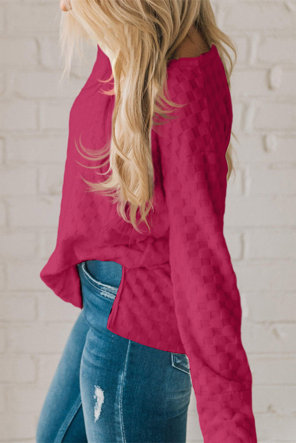 Black Solid Textured Thumbhole Sleeve Top