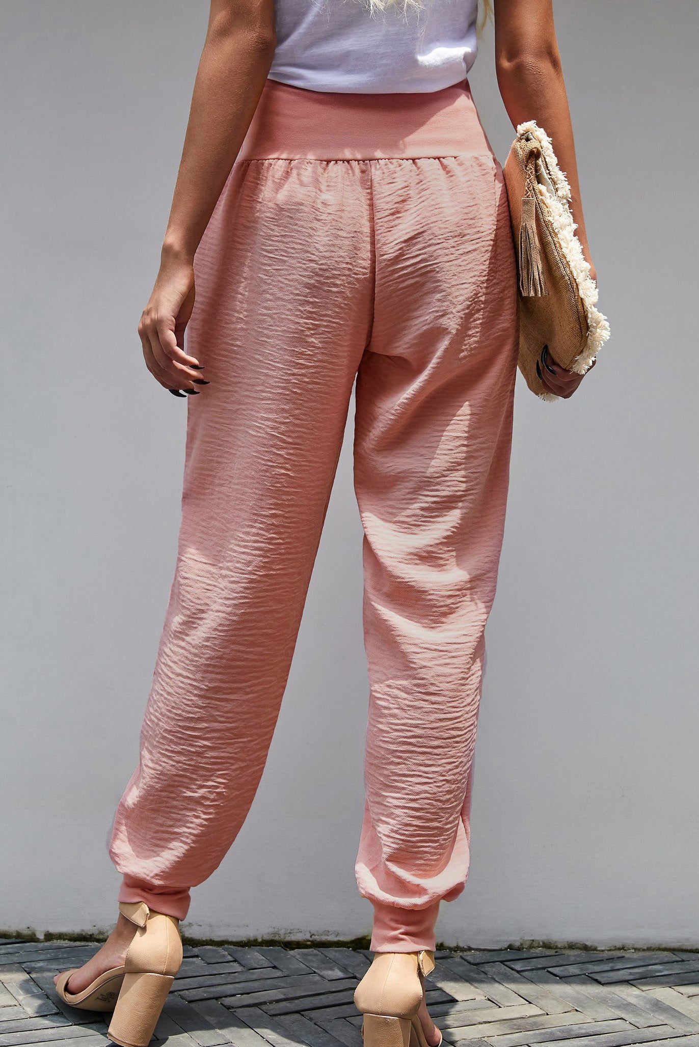 Pink Pocketed Cotton Joggers