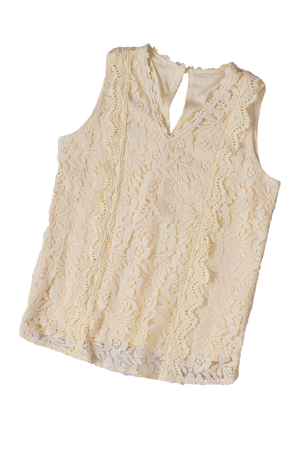 White Lace V Neck Tank Top