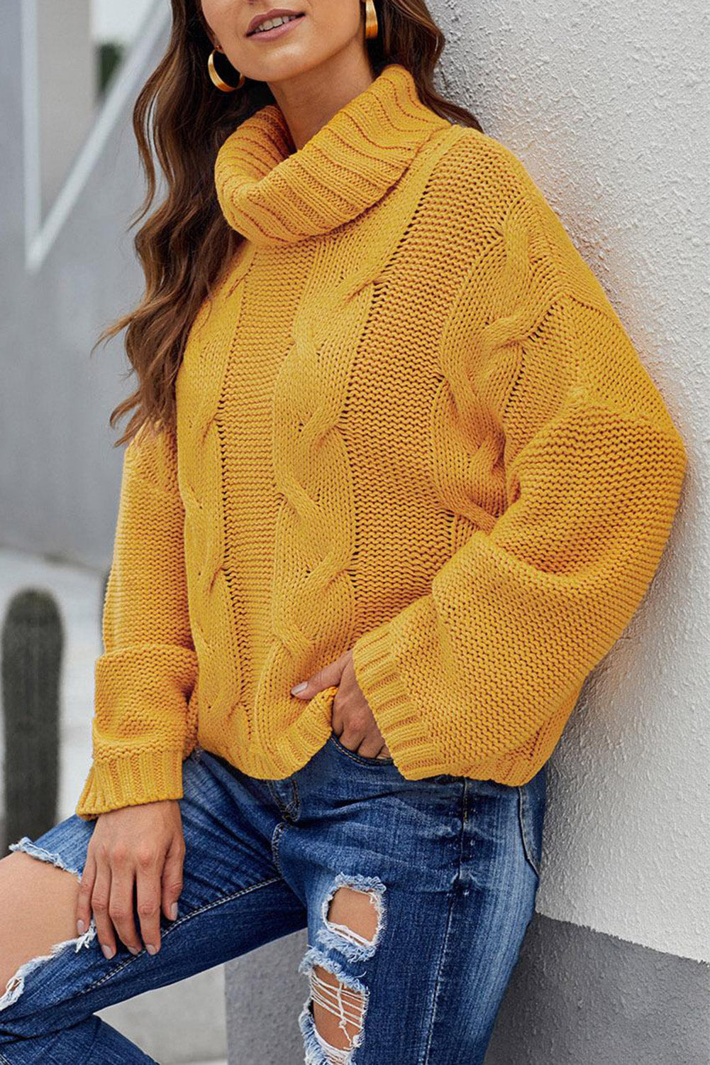 Cuddle Weather Cable Knit Handmade Turtleneck Sweater