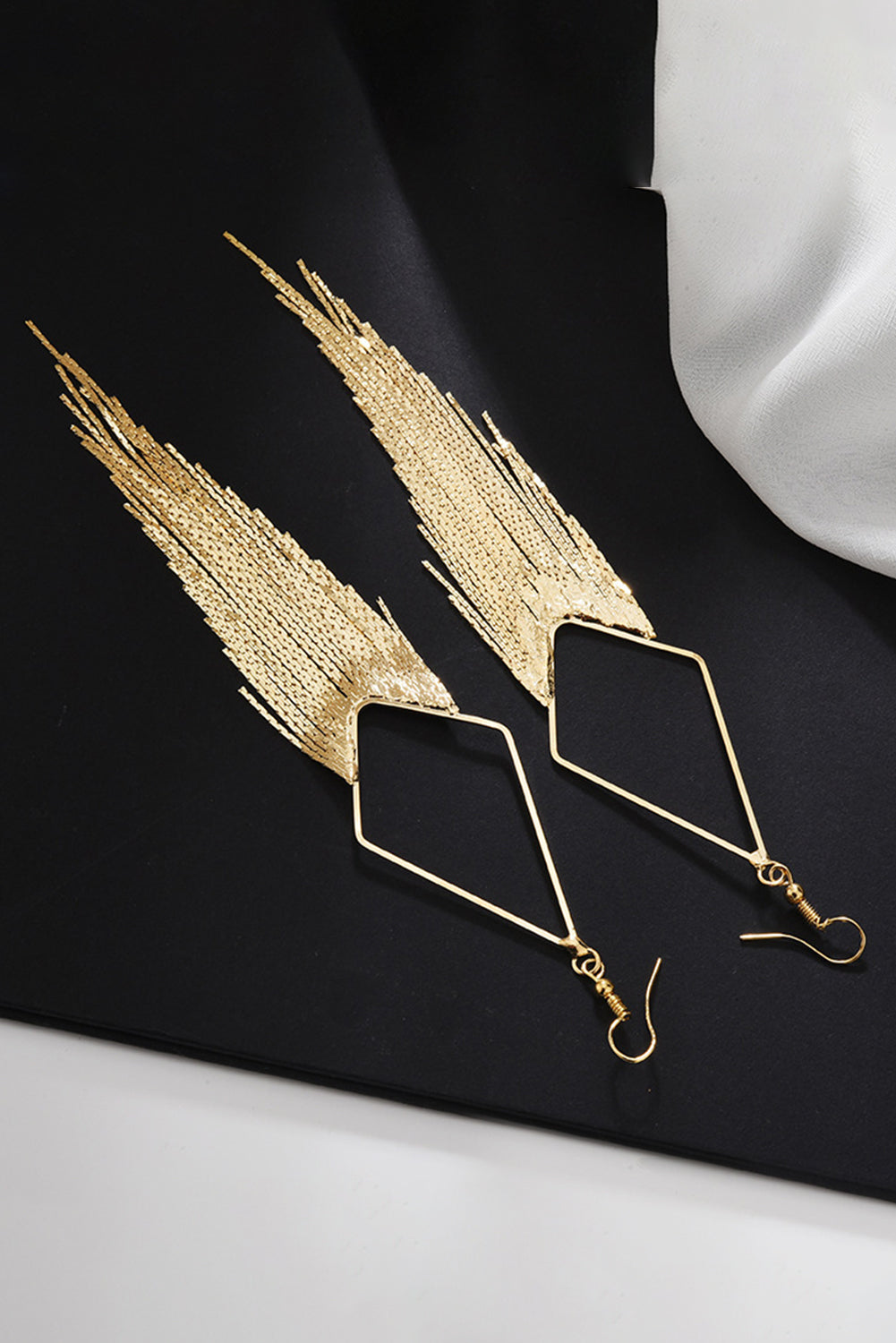 Gold Tassel Long Chain Dangle Earrings