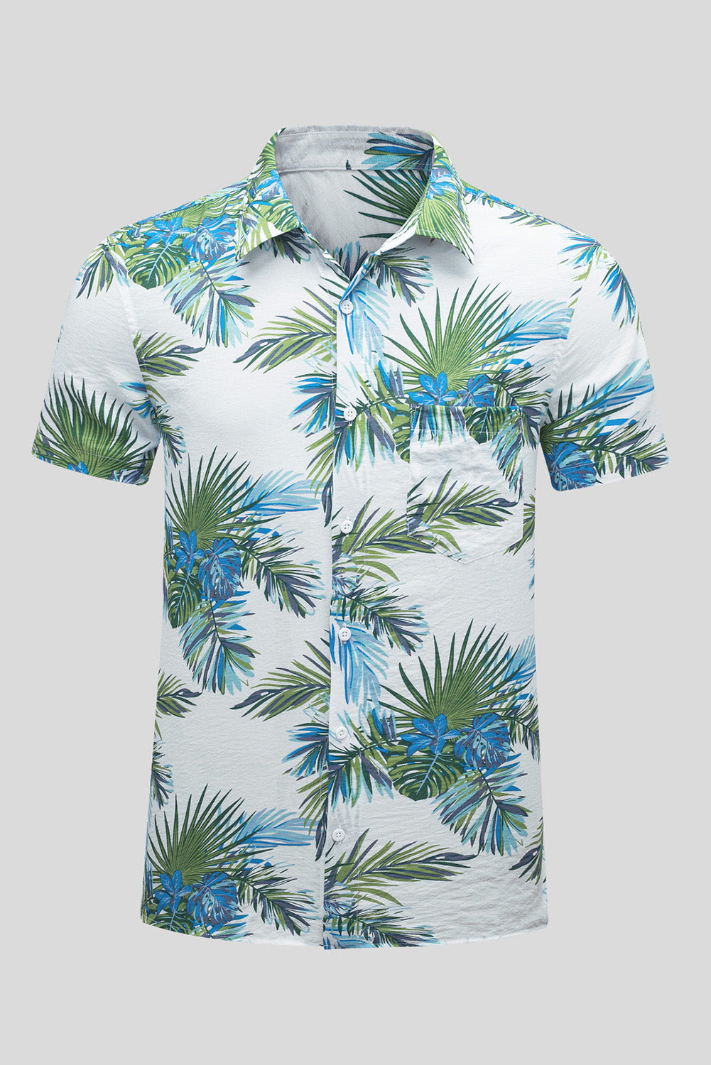 Green Men Short Sleeve Casual Hawaiian Shirt