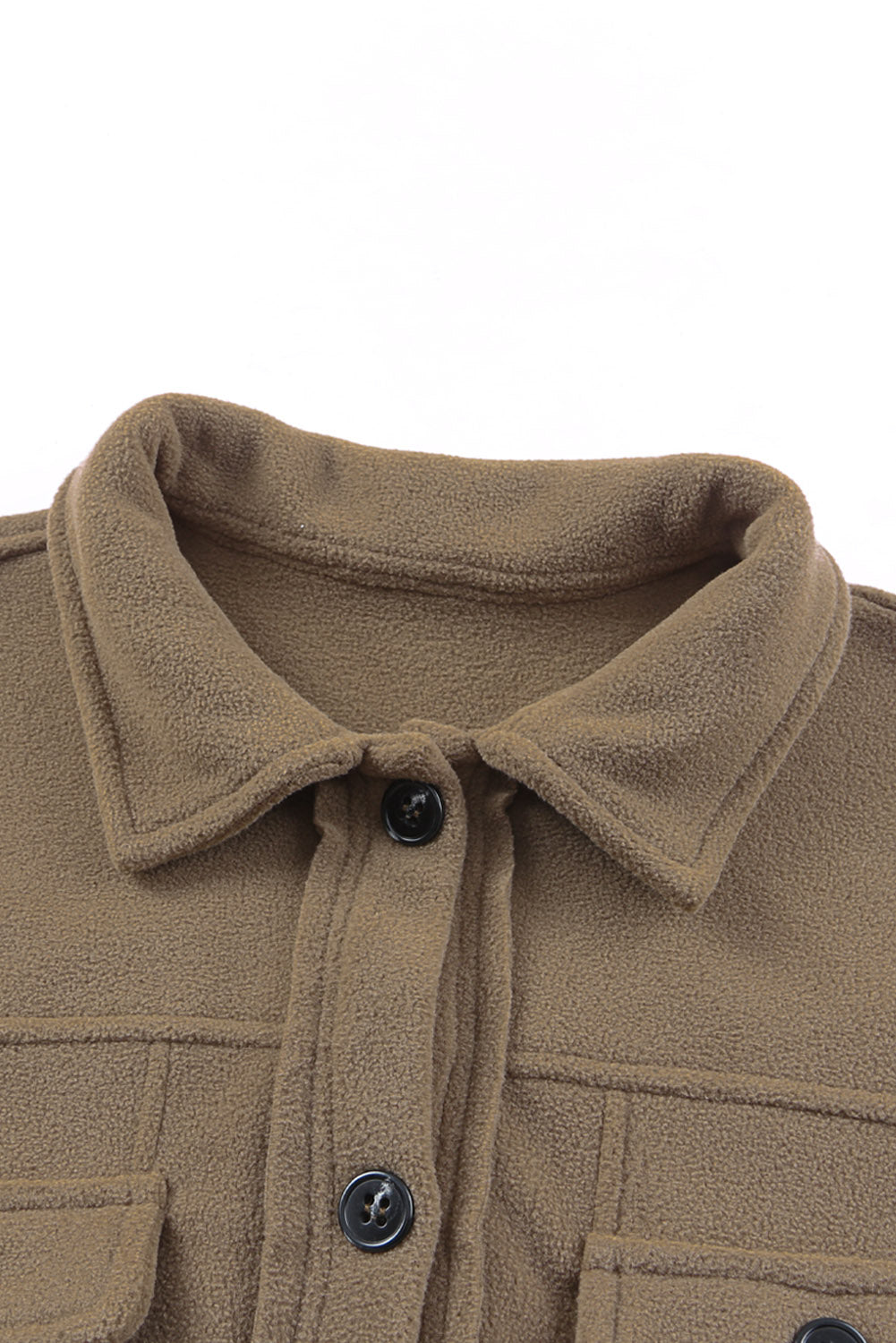 Brown Turn Down Collar Buttoned Shirt Jacket