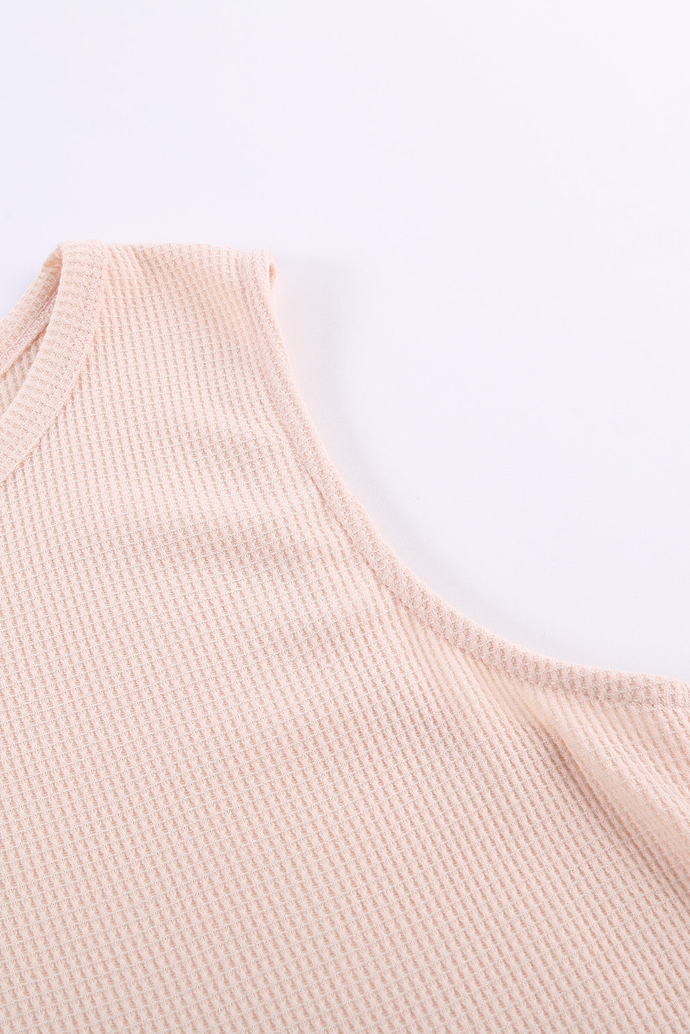 Apricot Crew Neck Waffle Tank Top