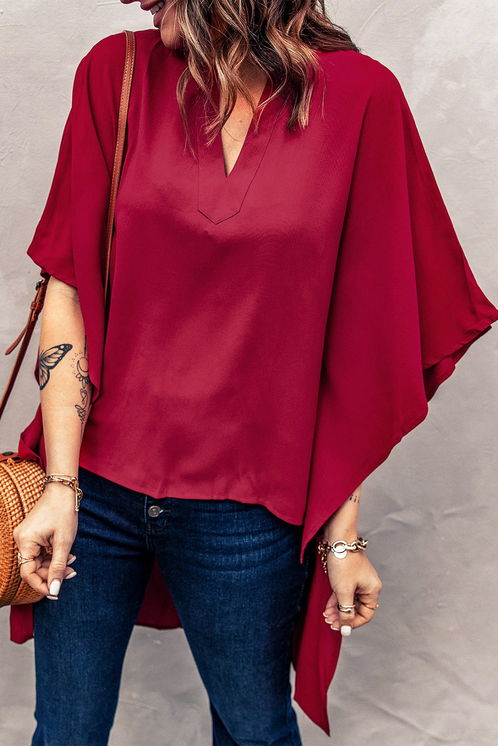 Blue Chic High Low Kimono Top