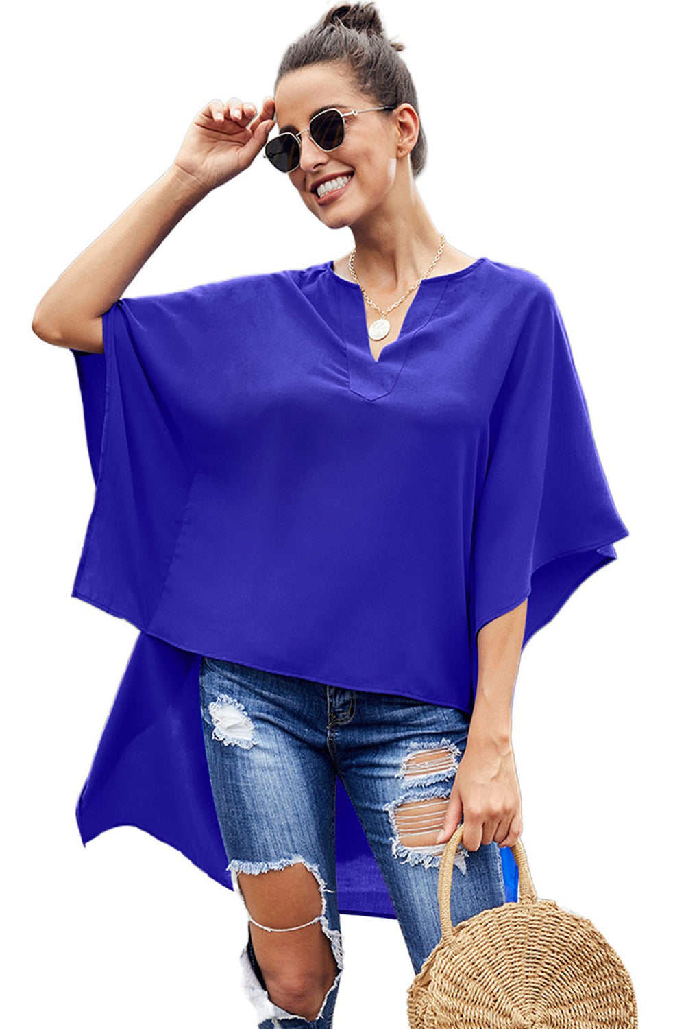 Blue Chic High Low Kimono Top