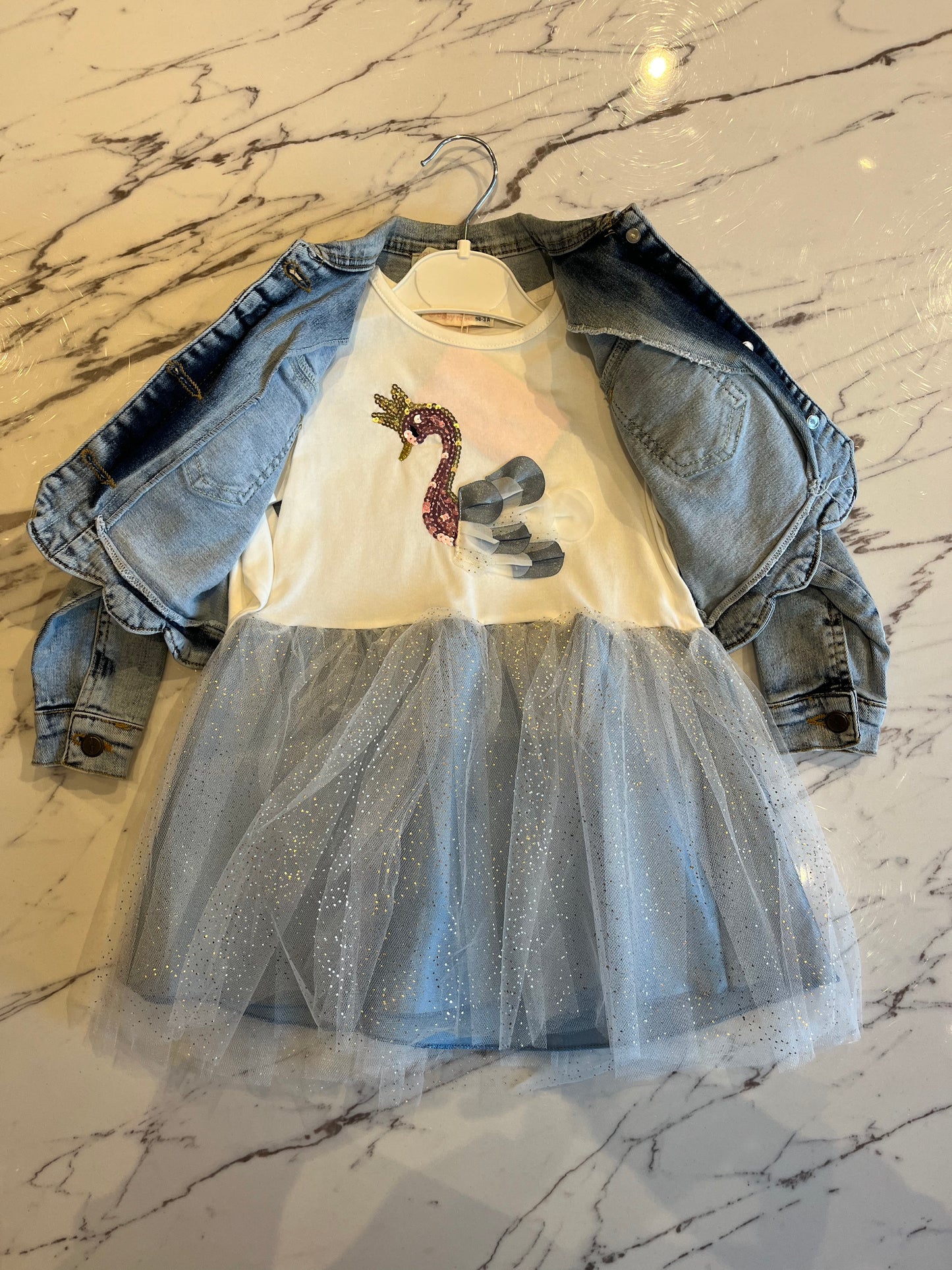 Denim dress ruffle