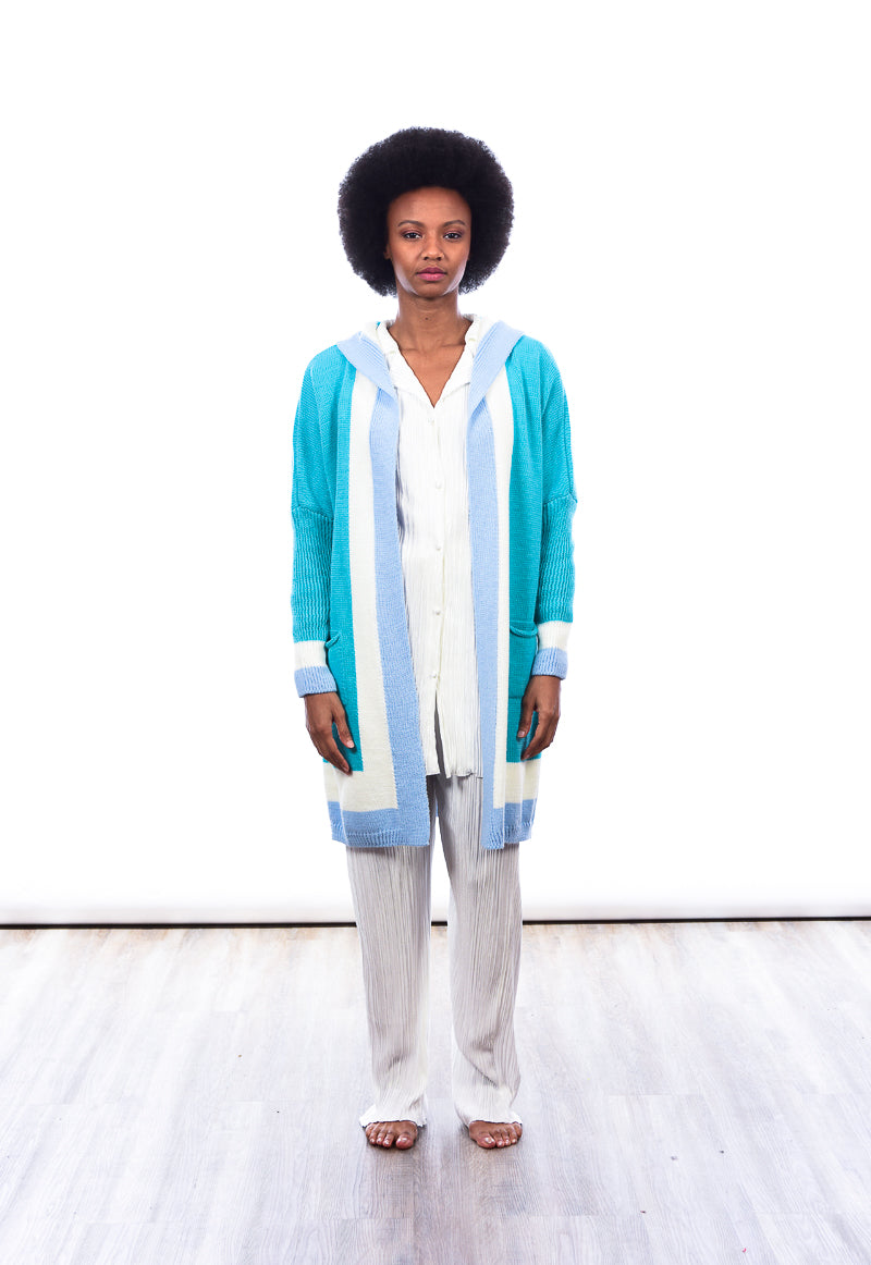 Long Blue and White cardigan