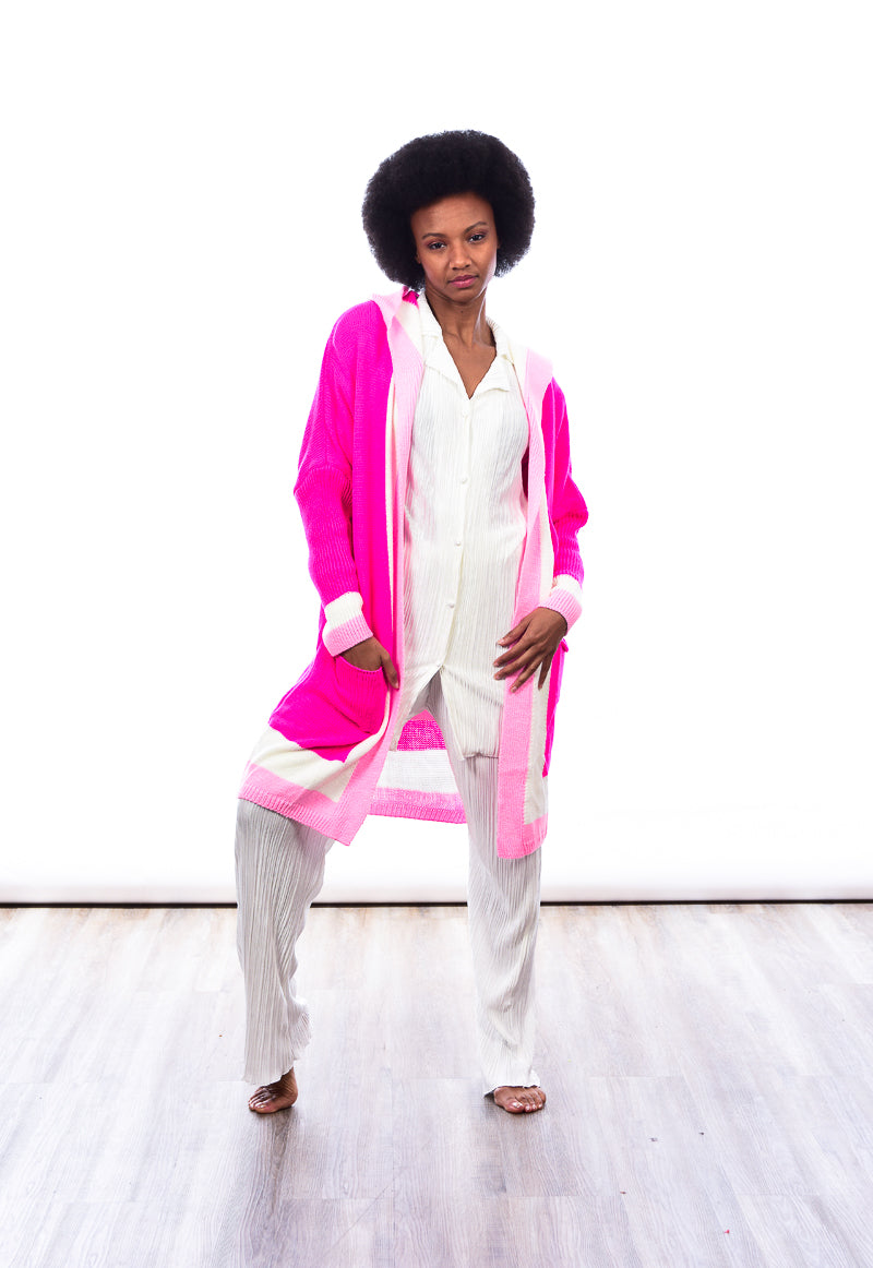 Long White and Pink Cardigan