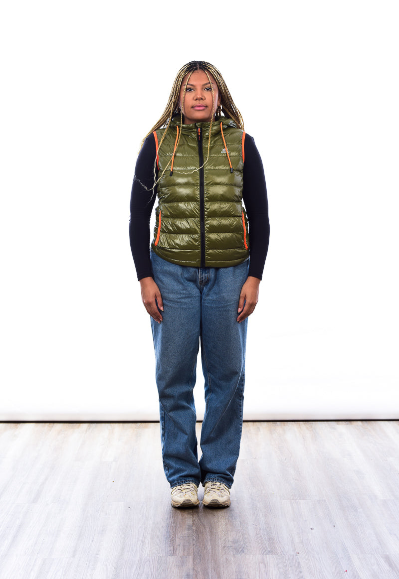 Green puffa sleveless